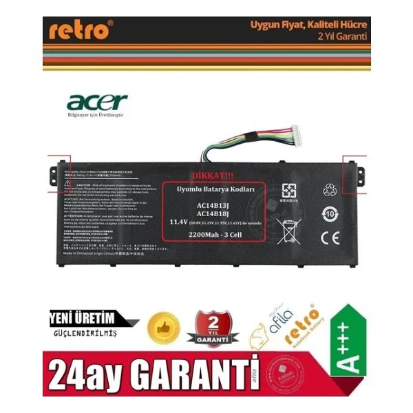 Acer AP19B8K Notebook Bataryası - Pili / RETRO - Görsel 2