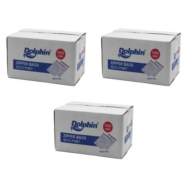 Dolphin Kilitli Şeffaf Buzdolabı Kilitli Saklama Poşeti Torba - 9x11 Cm. - 1000 Adetlik 3 Kutu - Görsel 2