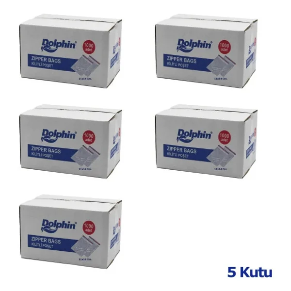 Dolphin Kilitli Şeffaf Buzdolabı Kilitli Saklama Poşeti Torba - 11x14 Cm. - 1000 Adetlik 5 Kutu - Görsel 2