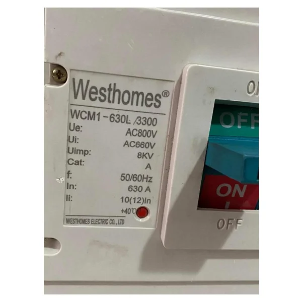Westhomes 630A 8Kv Kaçak Akım Korumalı Şalter WCM1-630L/3300 - Garantili - Orijinal ambalajında - Görsel 8