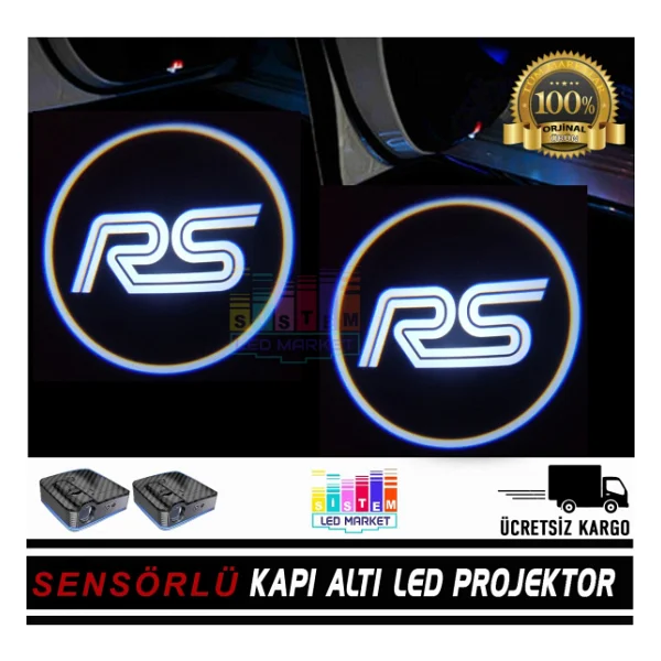 Ford RS Araçlar İçin Pilli Yapıştırmalı Kapı Altı Led Logo - Görsel 3