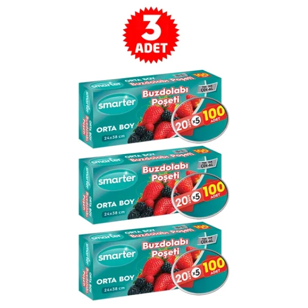 Smarter Smarter Orta Boy Buzdolabı Poşeti 5x20'li 3 Adet - Görsel 4