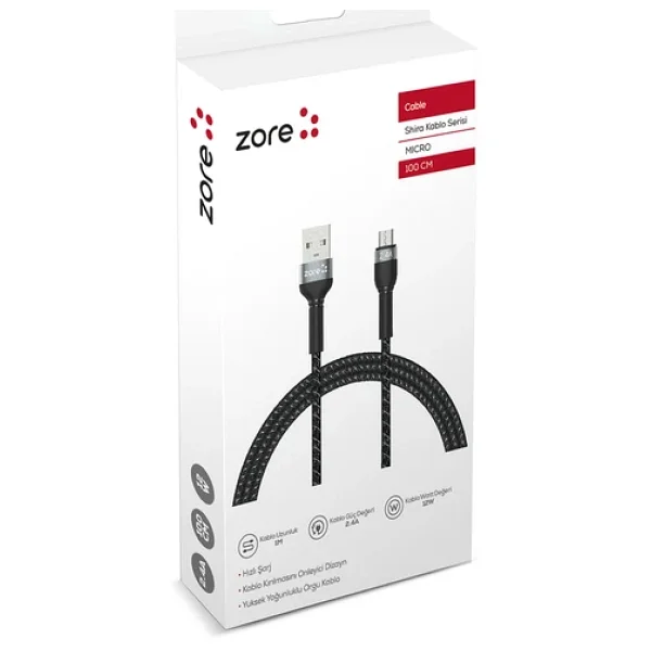Zore Shira Serisi 1 m Micro USB Hızlı Şarj Kablosu - Görsel 8