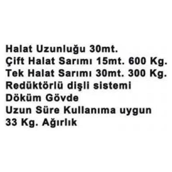 Max Extra Şaryolu Endüstriyel Vinç Monofaze 300/600 kg - Görsel 2
