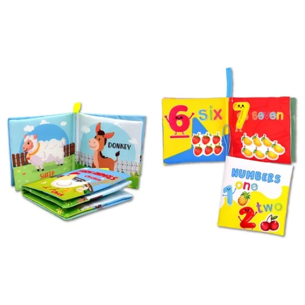 2 Kitap Tox İngilizce Çiftlik Hayvanları ve Rakamlar Kumaş Sessiz Kitap E119 E128 - Bez Kitap , Eğitici Oyuncak , Yumuşak ve Hışırtılı - Görsel 8