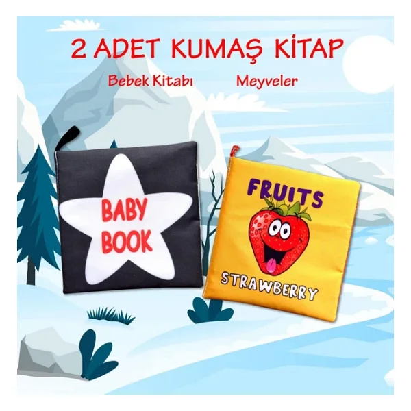 2 Kitap Tox İngilizce Siyah-Beyaz Bebek ve Kumaş Sessiz Kitap E136 E126 - Bez Kitap , Eğitici Oyuncak , Yumuşak ve Hışırtılı - Görsel 2