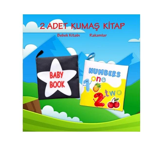 2 Kitap Tox İngilizce Siyah Beyaz Bebek ve Rakamlar Kumaş Sessiz Kitap E128 E136 - Bez Kitap , Eğitici Oyuncak , Yumuşak ve Hışırtılı - Görsel 2
