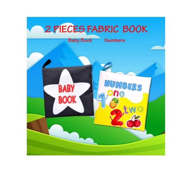 2 Kitap Tox İngilizce Siyah Beyaz Bebek ve Rakamlar Kumaş Sessiz Kitap E128 E136 - Bez Kitap , Eğitici Oyuncak , Yumuşak ve Hışırtılı - Görsel 7
