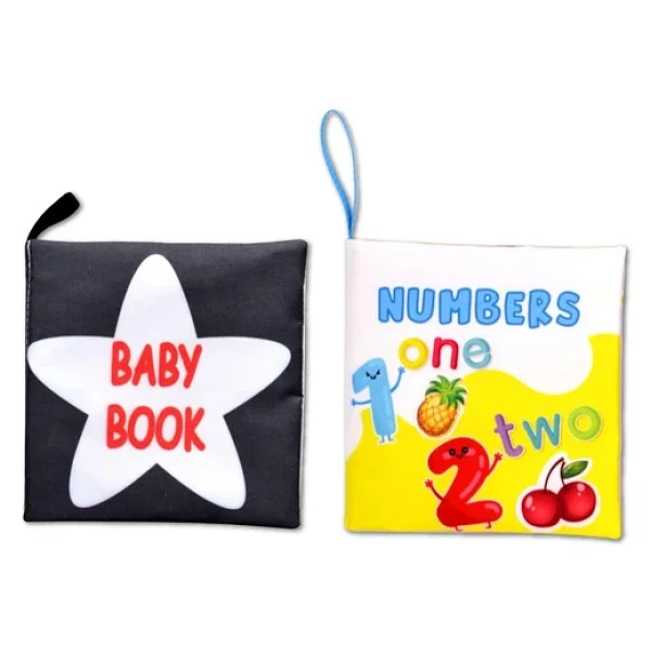 2 Kitap Tox İngilizce Siyah Beyaz Bebek ve Rakamlar Kumaş Sessiz Kitap E128 E136 - Bez Kitap , Eğitici Oyuncak , Yumuşak ve Hışırtılı - Görsel 6