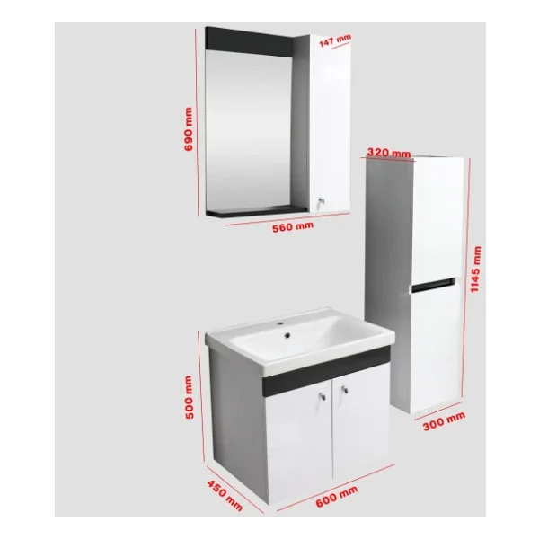 Karen New Bahar Boy Dolaplı 60 cm Banyo Seti - Görsel 4