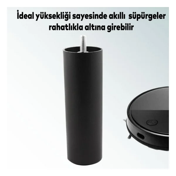Gizli Mobilya Kanepe Sehpa Tv Ünitesi Koltuk Orta Destek Ayağı 15 Cm Siyah Baza Ayak - Görsel 2
