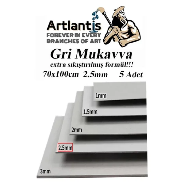 Mukavva Gri 2.5 Mm 70x100 Cm 5 Adet Sert Karton Ekstra Sıkıştırılmış 70x100 Mukavva Gri Renkli 5 Adet - Görsel 2
