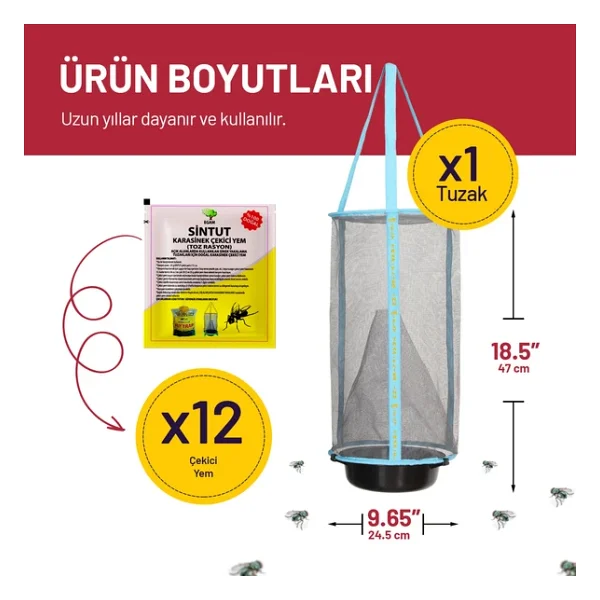 1 Flies' Inn - Lite Karasinek Tuzağı Ve 10 Adet 25Gr çekici Yem - Görsel 6