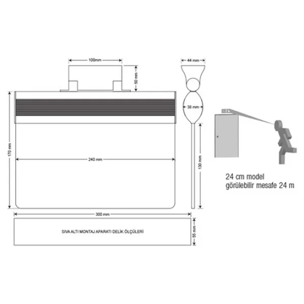 Arsel Orion AEB-24223-L Acil Çıkış Yönlendirme Armatürü Sürekli ve Kesintide 180 Dak. Yanan 8xF LED - Görsel 4