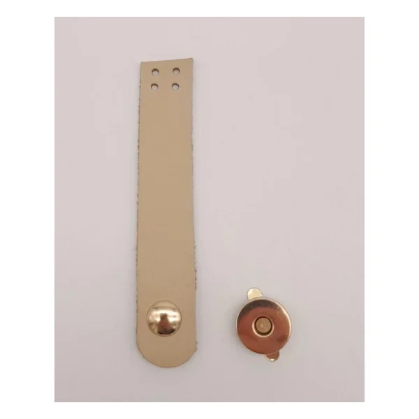 Angel Çanta Aksesuar 11x2 cm Ham Doğal Gerçek Deri Düz Çanta Kapağı Light Gold Metalli - Görsel 2