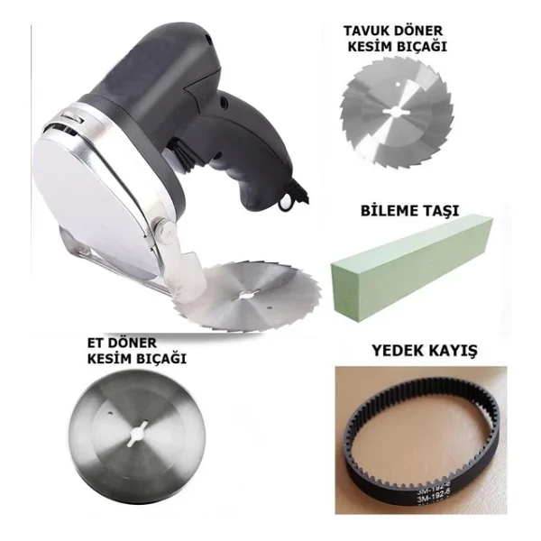 Döner Kesme Makinası Elektirikli+Yedek Tavuk Döner Kesme Bıçağı+Yedek kayış+Bileme taşı-RDC - Görsel 2