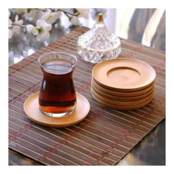 Bambu 6'lı Yuvarlak Çay Tabağı Bardak Altlığı - Görsel 2