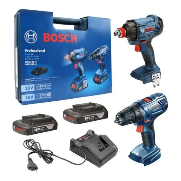 Bosch GSR 180-LI Matkap + GDX 180-LI Somun Sıkma Makinesi + 2x1.5 Ah Akülü Set - Görsel 2