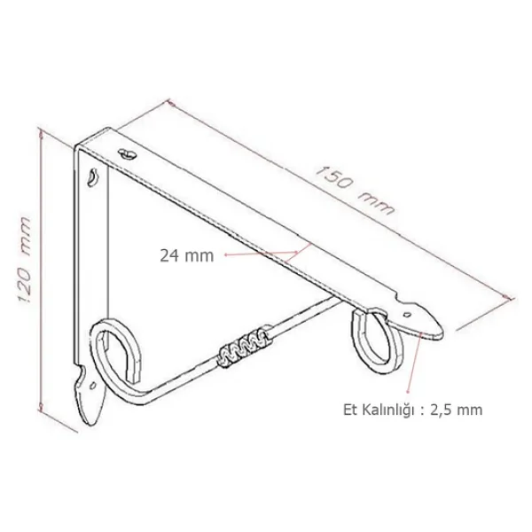 24 Adet Ferforje 12 x 15 cm Dekoratif Raf Altı Ayağı Konsol Siyah - Görsel 3