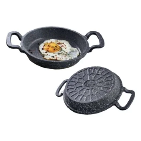 Eda Asya 2'li Döküm Granit Kapaksız Sahan Seti 20-22 cm - Görsel 6