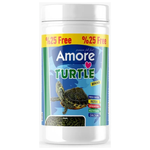 AMORE Turtle Green Calcium Sticks 125 Ml 50 Gr Su Kaplumbağası Yemi Vitamin Seti - Görsel 3