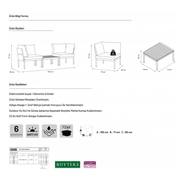 Limni Home Mini Multilounge Bahçe Balkon Mobilyasi, Şezlong ( Siyah) - Görsel 7