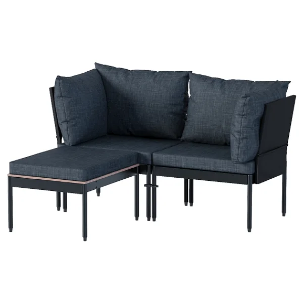 Limni Home Mini Multilounge Bahçe Balkon Mobilyasi, Şezlong ( Siyah) - Görsel 5