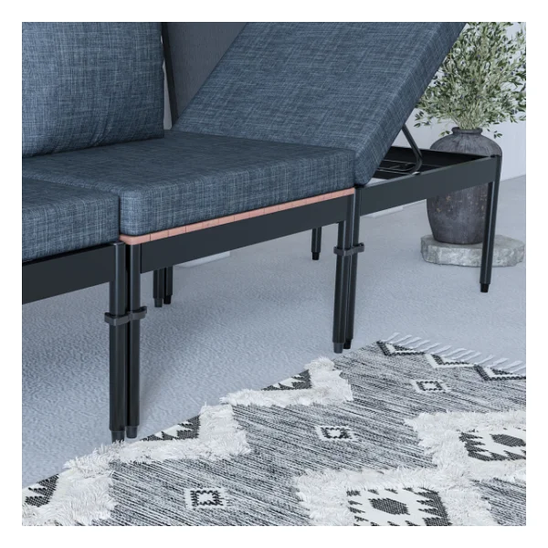 Limni Home Mini Multilounge Bahçe Balkon Mobilyasi, Şezlong ( Siyah) - Görsel 4