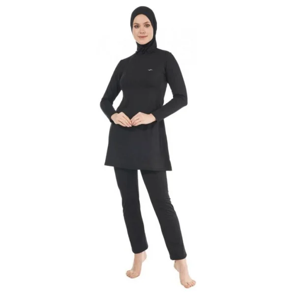 Estiva 22901 Siyah Tam Boy Düz Tesettür Mayo - Görsel 9