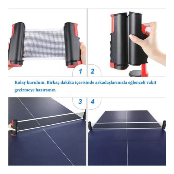 Buffer Teleskopik Taşınabilir Kaymaz Ping Pong Masa Tenisi Filesi Aparatı - Görsel 5