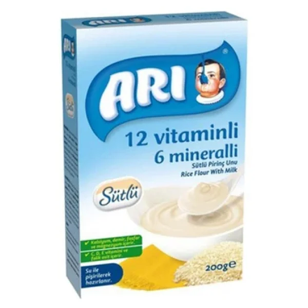 Arı Mama 12 Vitaminli 6 Mineralli Sütlü Pirinç Unu Kaşık Maması 200 gr 8 Adet - Görsel 2