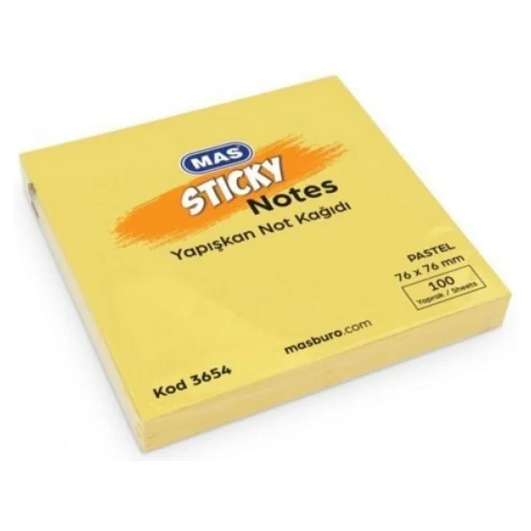 Mas 3654 76x76 mm 100 Yaprak Yapışkanlı Not Kağıdı - Görsel 2