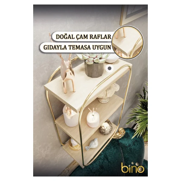 Bino Duvar Rafı Çok Amaçlı Düzenleyici Oval Raf Ahşap Banyo Mutfak Rafı Makyaj Ve Takı Organizeri - Görsel 4