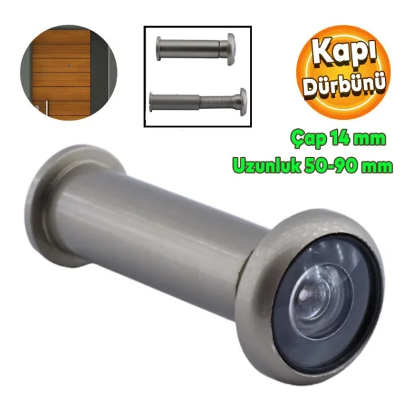 Kapı Dürbünü Çelik Kapı Saten 50-90 Mm Ayarlanabilir Çap 14 Mm - Görsel 3