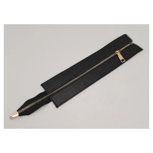 Angel Çanta Aksesuar Gerçek Derili 28 Cm Siyah Renk Fermuar Light Gold Metalli - Görsel 3