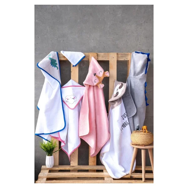 %100 Pamuk 60x110 Tembel Hayvan Başlıklı Kadife Bebek & Çocuk Kundak - Görsel 3
