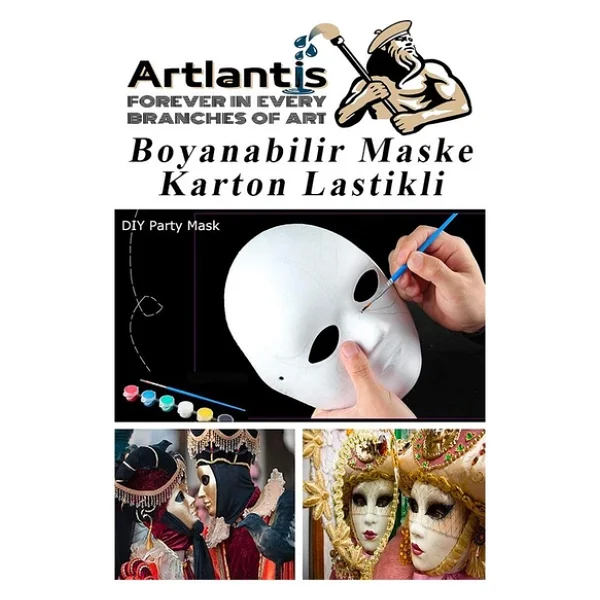 Maske Boyama 19x24 Cm 10 Adet Boyanabilir Maske Karton Lastikli İnsan Yüzü Suratı Okul Sınıf Etkinlikleri Hobi - Görsel 4