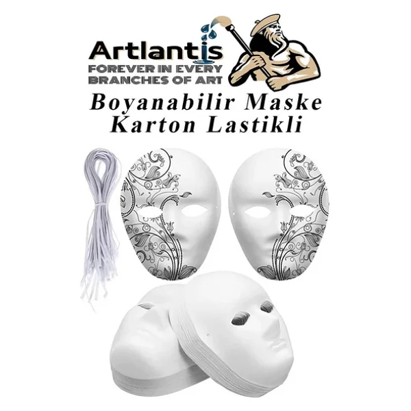 Maske Boyama 19x24 Cm 10 Adet Boyanabilir Maske Karton Lastikli İnsan Yüzü Suratı Okul Sınıf Etkinlikleri Hobi - Görsel 2