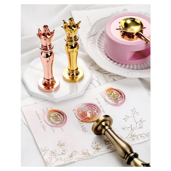 Mum Mühür Damga Kolu Premium Metal Kraliyet Tacı Rose Gold - Görsel 4