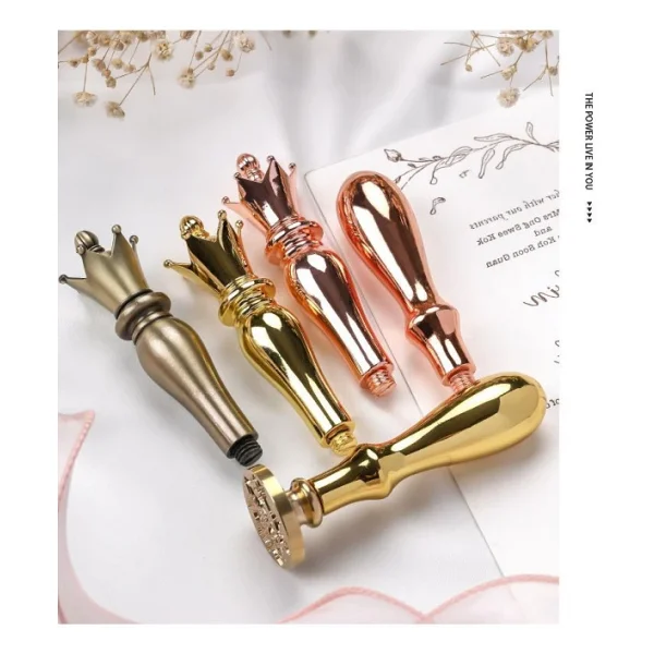 Mum Mühür Damga Kolu Premium Metal Kraliyet Tacı Gold - Görsel 6