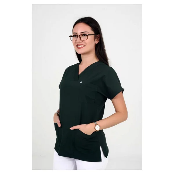 Deniz Iş Kadın Linda Yarasakol Acı Yeşil Renk Scrubs Teküst - Görsel 2