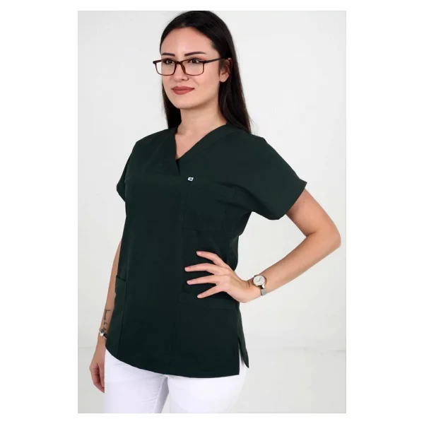 Deniz Iş Kadın Linda Yarasakol Acı Yeşil Renk Scrubs Teküst - Görsel 3