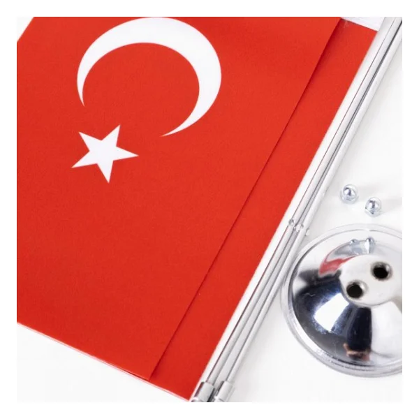 Türkiye 2li Masa Bayrağı Saten Kumaş Dijital Baskı 15x22,5 cm - Görsel 2
