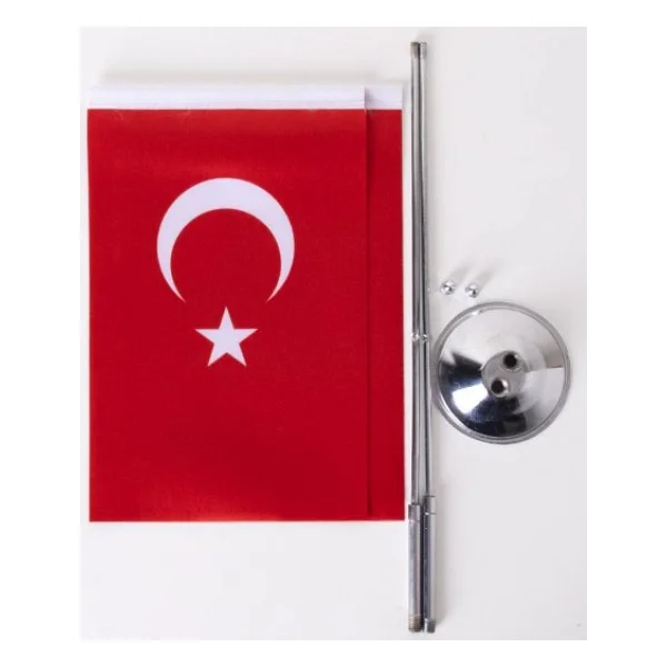 Türkiye 2li Masa Bayrağı Saten Kumaş Dijital Baskı 15x22,5 cm - Görsel 5