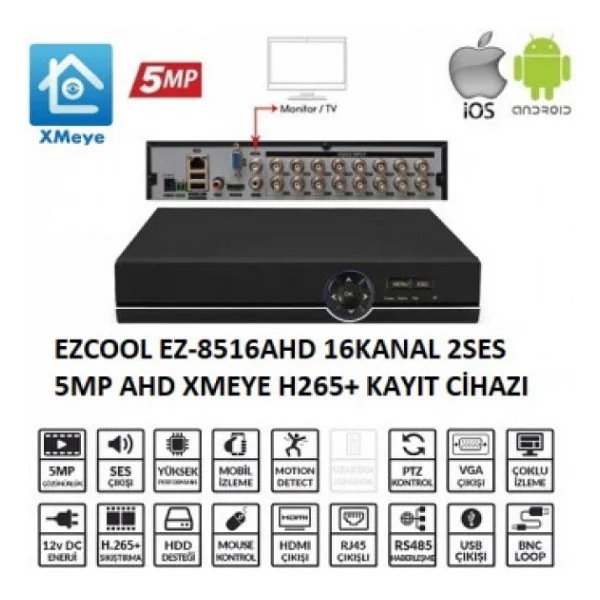 Ezcool EZ-8516AHD 16 Kanal XVR Kayıt Cihazı - Görsel 6