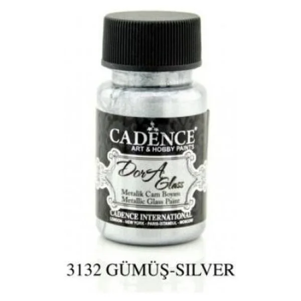 Cadence Dora Glass Metalik Cam Boyası 50 ml. 3132 GÜMÜŞ - Görsel 3