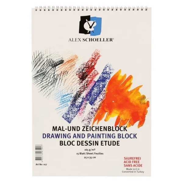 Alex Schoeller 165 gr 25x35 cm 15 Yaprak Spiralli Teknik Resim Defteri - Görsel 8