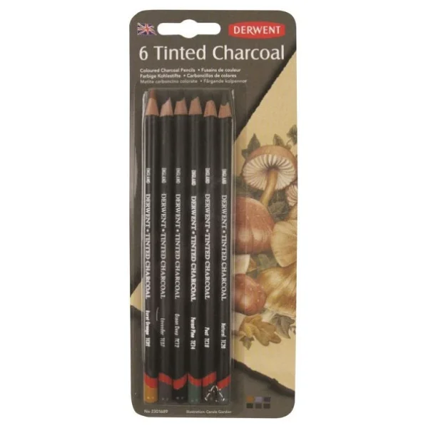 Derwent Tinted Charcoal 6'lı Füzen Kalem Seti - Görsel 4