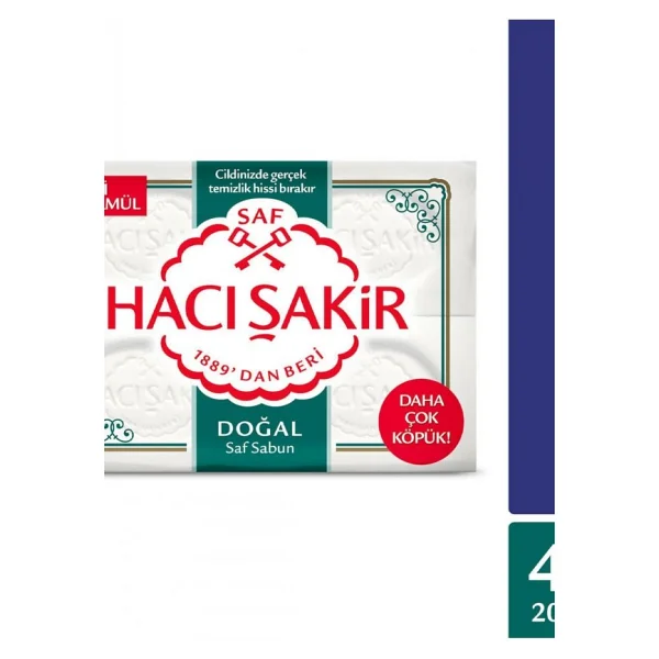 Hacı Şakir Hacı Şakir Doğal Beyaz Kalıp Sabun 4X200 G Banyo Sabunu - Görsel 5