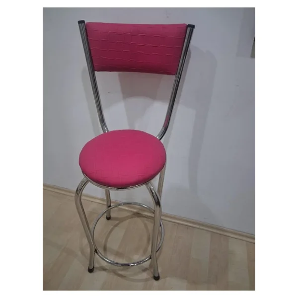 Sandalye St 4565 Bar Yüksek Pembe Fuşya 1Ad Metal Çelik Nikelaj Suni Deri Döşeme - Görsel 8